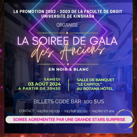 SOIREE DE GALA DES ANCIENS DE LA FAC DROIT DE L'UNIKIN PROM 2002 - 2003