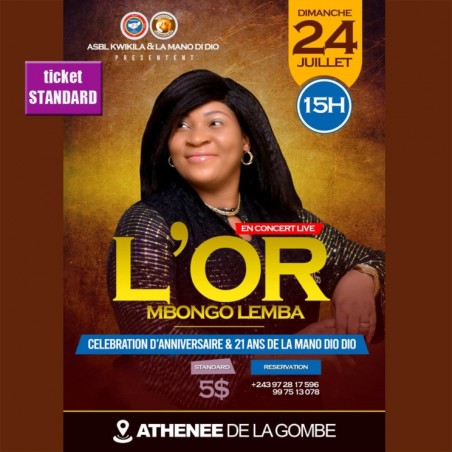 Concert live L'Or MBONGO LEMBA ticket standard