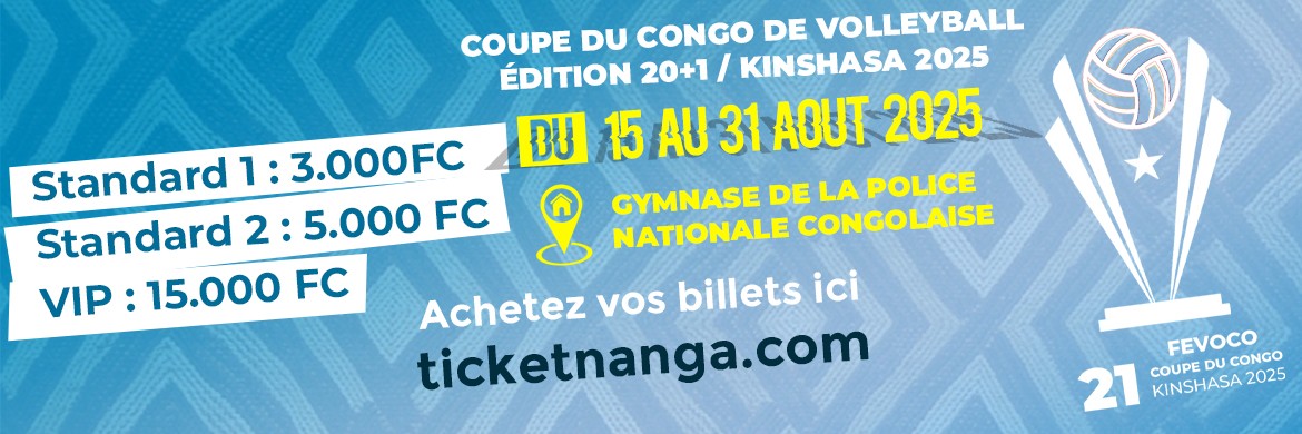 FEVOCO : Du 15 au 31 Août 21ème édition de la Coupe du Congo de Volleyball au Gymnase de la PNC à Kinshasa/RD Congo